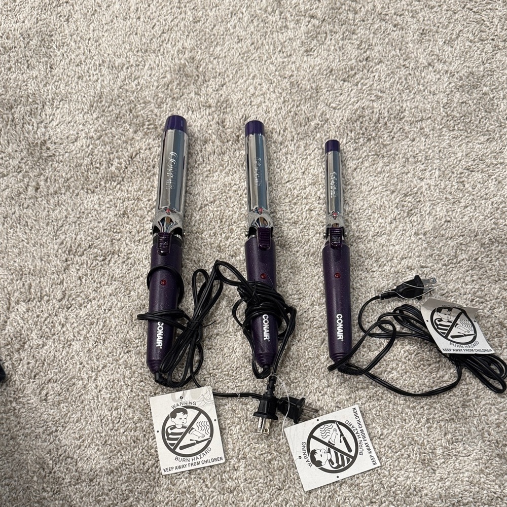 Conair Triple Ceramic Curling Wands - Purple